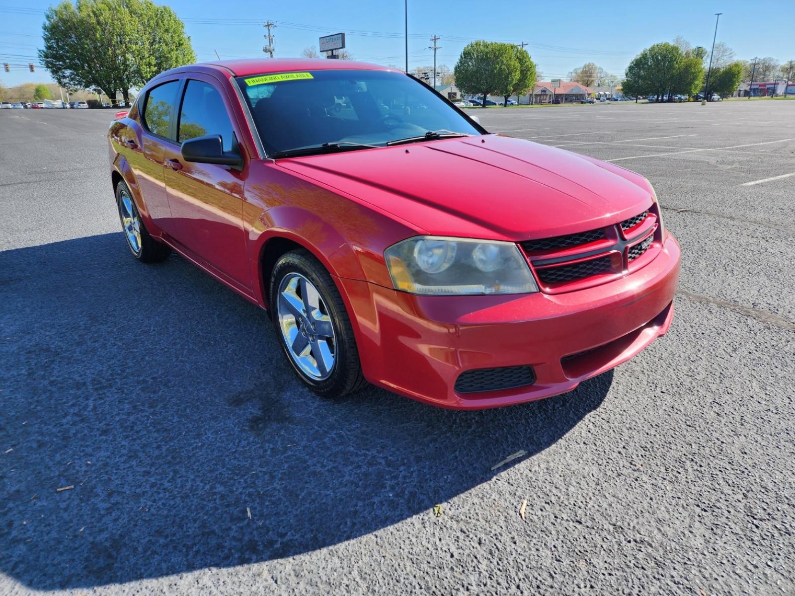 2014 RED /Black Dodge Avenger SE (1C3CDZAB4EN) with an 2.4L L4 DOHC 16V engine, 4-Speed Automatic transmission, located at 1221 Madison St., Shelbyville, TN, 37160, (931) 680-9439, 0.000000, 0.000000 - Photo #1