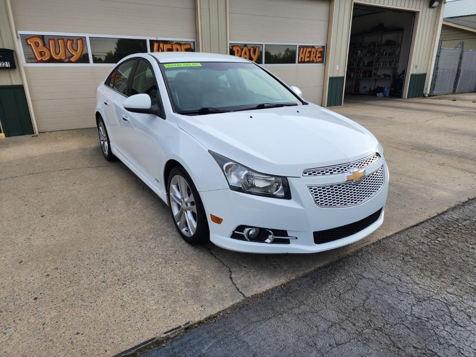 2012 WHITE /Black Chevrolet Cruze LTZ (1G1PH5SC1C7) with an 1.4L L4 DOHC 16V TURBO engine, 6-Speed Automatic transmission, located at 1221 Madison St., Shelbyville, TN, 37160, (931) 680-9439, 0.000000, 0.000000 - Photo #1
