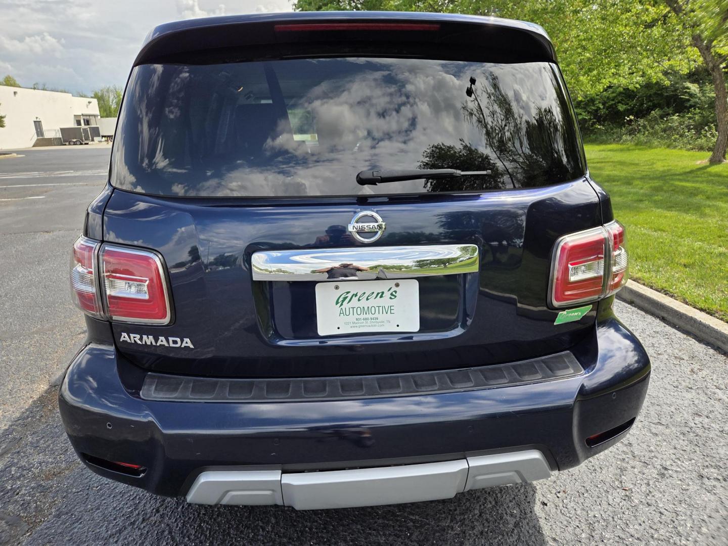 2017 Blue /Gray Nissan Armada SV AWD (JN8AY2NC5H9) with an 5.6L V8 DOHC 32V engine, 7A transmission, located at 1221 Madison St., Shelbyville, TN, 37160, (931) 680-9439, 0.000000, 0.000000 - Photo#2